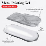 8ml Super Shine Silver Metal Painting Gel Nail Polish High-density Mirror Effect Semi Permanant Nail Art Manicure Varnish