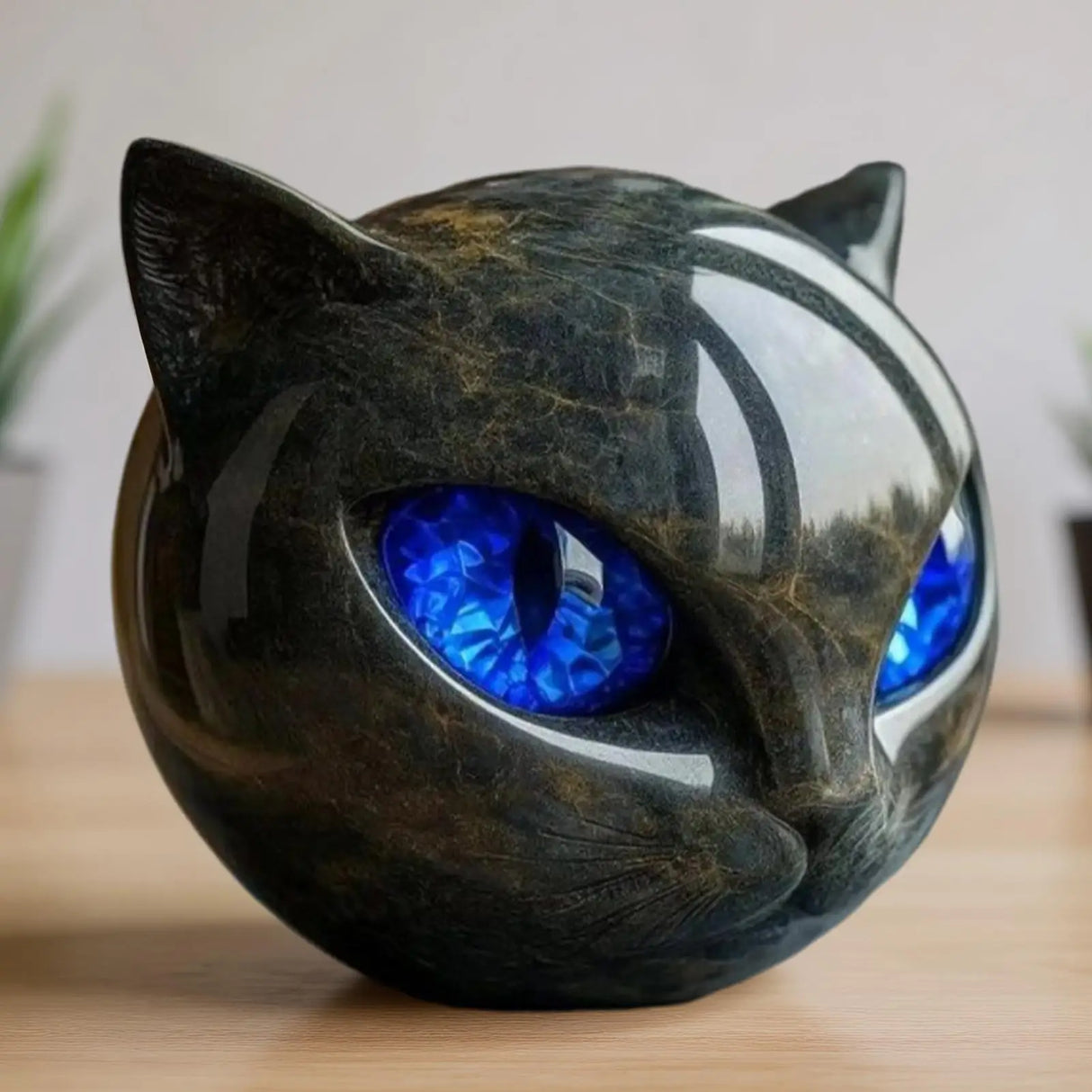 Sculpture en pierre de chat noir de luxe, sculpture en pierre de chat noir, statues de chat, décoration d'intérieur pour bureau, Halloween, chambre à coucher, bibliothèque