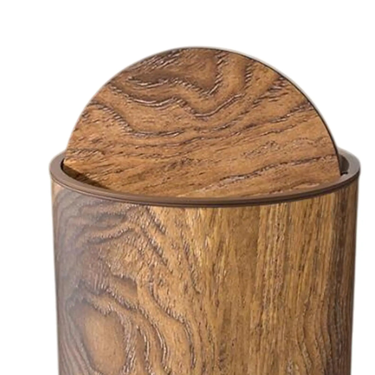 Papelera redonda multiusos con imitación de madera, con tapa creativa y tapa agitable para oficina, hogar y dormitorio.
