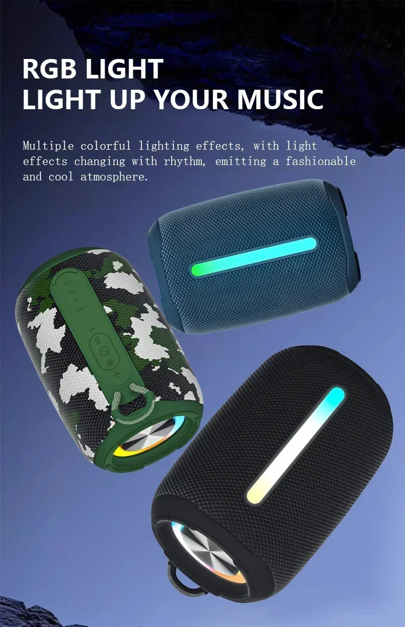 Super Powerful Wireless 5.3 Bluetooth Speaker RGB Light Caixa De Som Enhanced Bass IPX6 Waterproof Subwoofer 3D Stereo Sound Box