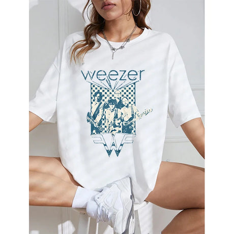Weezer Band Cotton T Shirt Vintage Men Women Hip Hop Tee Fashion Short Sleeve Tshirt Oversized T-shirts Streetwear Tops Clothing - Lootquake
