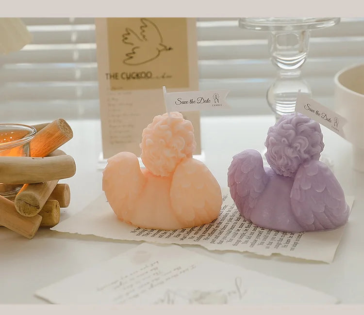Vela perfumada con forma de ángel para decoración de habitación, estilo nórdico, que alivia la fatiga y crea un ambiente festivo para bodas y cumpleaños.