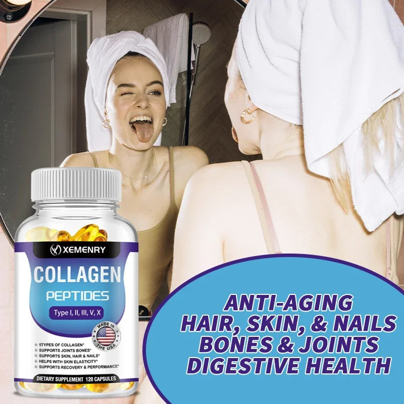 Cápsulas de péptidos de colágeno: fortalecen el cabello, la piel, las uñas, los huesos y las articulaciones.