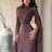 Fashion Satin Solid Robe Dress Ladies Temperament O-neck Slim Evening Dress Elegant Batwing Sleeves High Waist Pleats Long Dress - Lootquake