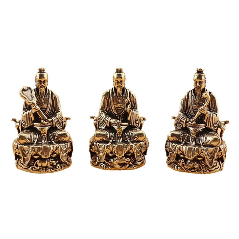 Sanqing Tianzun Statue Chinese Taoism Taishang Laojun Crafts Ornament Sculpture Carving Statue Collection Home Decor