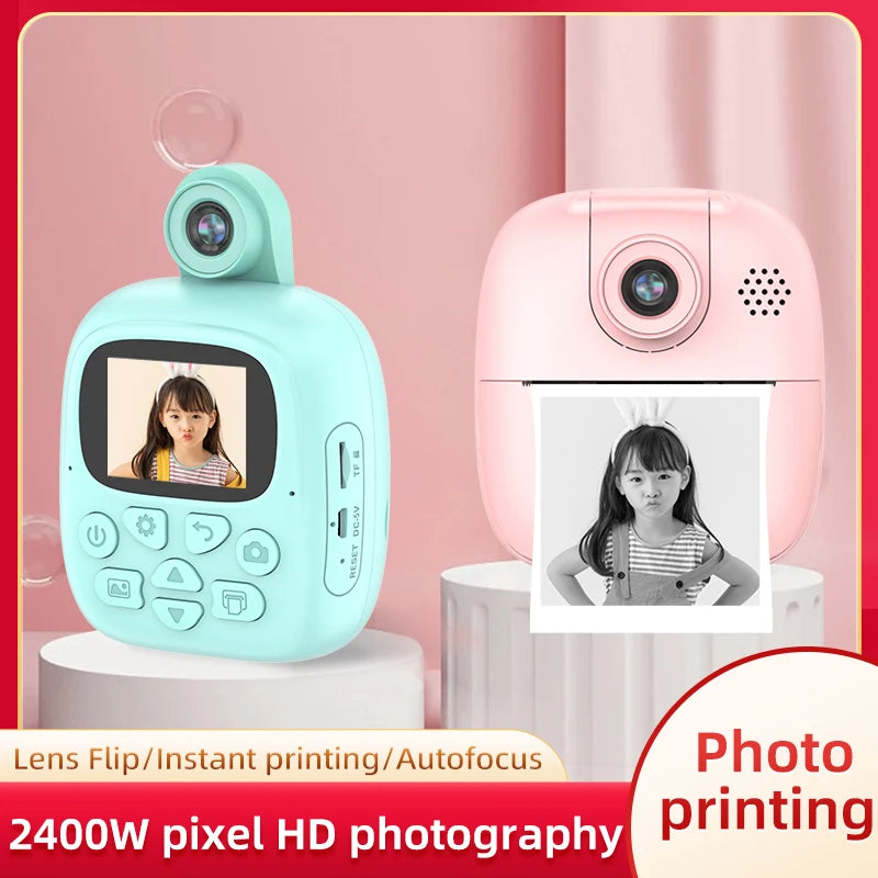 Kids Instant Print Camera Thermal Printed Camera Children Digital Camera Video Toy Birthday Gift 32G Memory Card