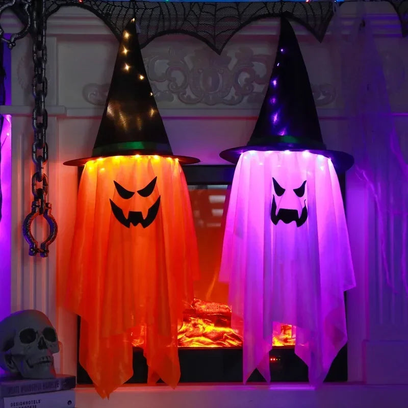 Décoration d'Halloween à suspendre, citrouille lumineuse, magicien, déguisement pour enfants, accessoires de fête effrayants, vitrine européenne, décoration de vacances