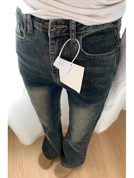 High Waist Wide Leg Jeans Women's Spring Autumn Loose Fit Conceal Hip Pear Shape Body Retro Blue Flared Denim Pants - Lootquake