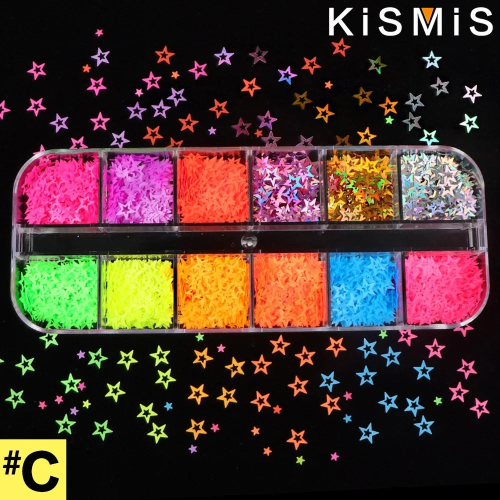 1 Box Fluorescence Butterfly Shape Nail Art Glitter Flakes 3D Colourful Sequins Polish Manicure Nail Decoration