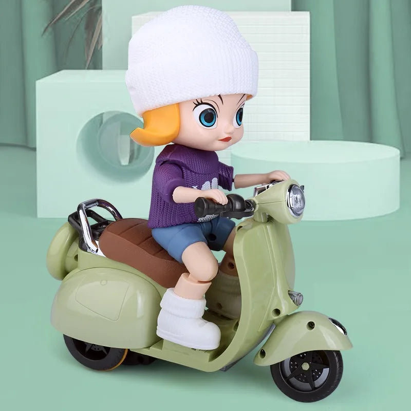 Minimoto eléctrica para muñecas Labubu, accesorios para muñecas Labubu, divertidos y adorables juguetes para muñecas, con luces y música, regalo de Navidad para niños.