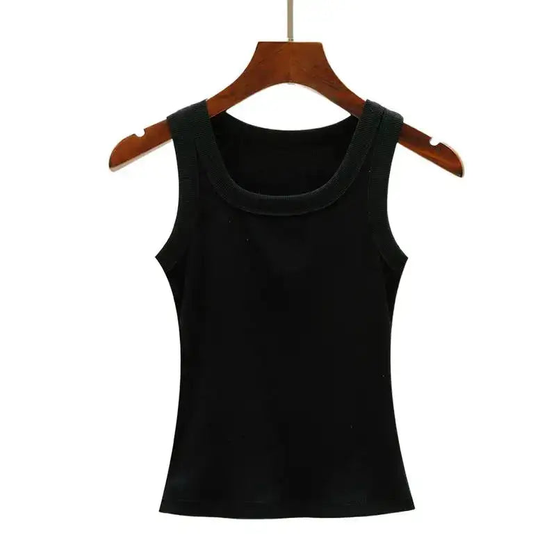Camisola de algodón suave para mujer, conjunto de verano, camiseta ajustada y sexy, camiseta de punto y top sin mangas para exteriores