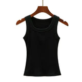 Camisola de algodón suave para mujer, conjunto de verano, camiseta ajustada y sexy, camiseta de punto y top sin mangas para exteriores
