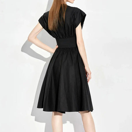 CHCH Women's Long Dress 2024 Summer New V-neck Sleeveless High Waist Slim Black Business Party Women's Wear - Lootquake