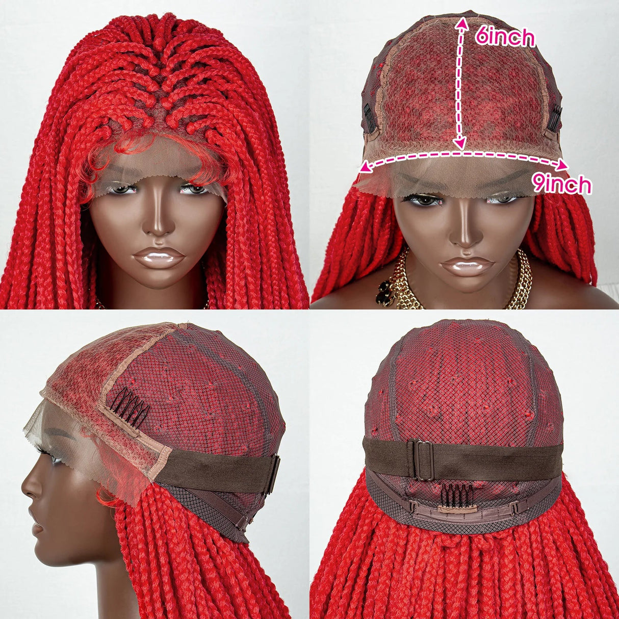 36" Water Wave Braided Wig | Lace Front | Baby Hair | Long Braids