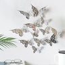 Lot de 12 autocollants muraux 3D en forme de papillon creux pour chambre à coucher, salon, décoration murale à faire soi-même, papier peint de mariage, décoration d'intérieur