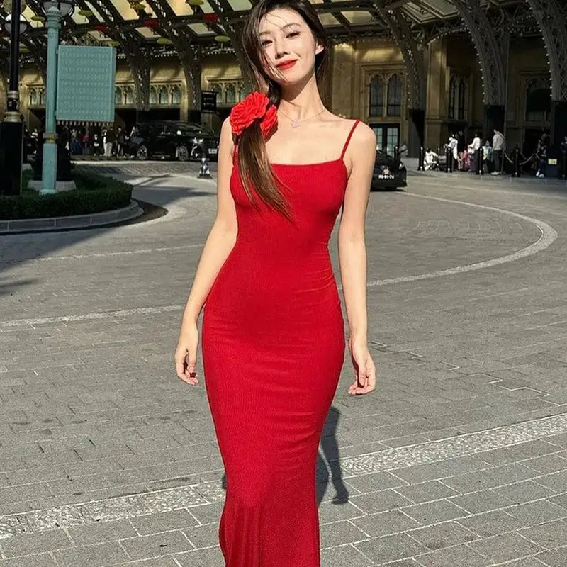 Dulzura Women 2025 Summer Party Club Evening Streetwear Bodycon Beach Basic Black Long Dress Wholesale Items For Business D22775 - Lootquake