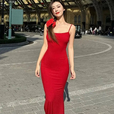 Dulzura Women 2025 Summer Party Club Evening Streetwear Bodycon Beach Basic Black Long Dress Wholesale Items For Business D22775 - Lootquake