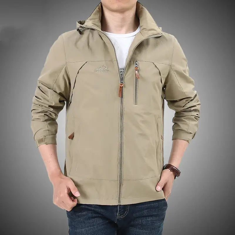 Outdoor Waterproof Jacket Men Breathable Quick Dry Hooded Jacket Coat Windbreaker Jacket Men Multi-Pockets Summer Windbreaker