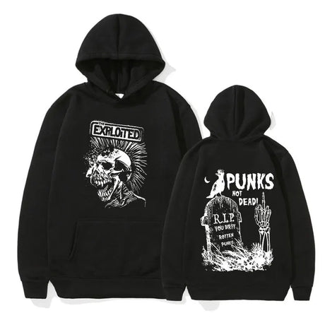 Rock Band The Exploited Not Dead Pullover Hoodie Men's Fashion Hip Hop Sweatshirts Unisex Punk Retro Oversized Hoodies Streetwea - Lootquake