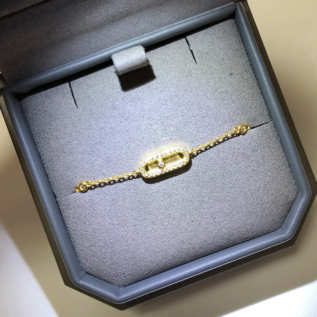 925 Sterling Silver Luxury Jewelry Classic Single Diamond Women's Bracelet. Moving Diamonds. - Lootquake
