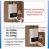 Calentador de agua eléctrico instantáneo sin tanque, control remoto, grifo de cocina, grifo de baño, ducha, ajuste de temperatura