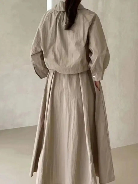 LANMREM 2 Pieces Sets For Women Suspender Long Dress With Sleeves Coat Female Casual Clothing 2024 Summer New 2DA6550 - Lootquake