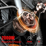 Bicicleta eléctrica para adultos HX Q20PRO de 2000 W, 48 V, 20 Ah, batería extraíble, plegable, neumáticos anchos de 20 pulgadas.