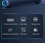 Enceinte Bluetooth sans fil, barre de son stéréo 4D, enceintes surround pour ordinateur portable, projecteur, PC, lecteur de musique, prise auxiliaire 3,5 mm, câble USB