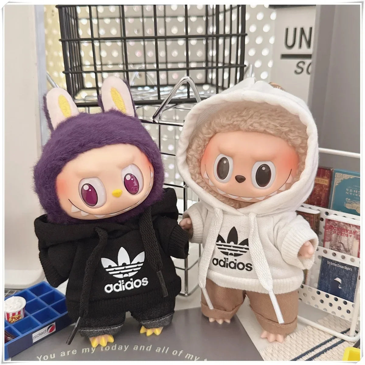 Vêtements de poupée Labubu, ensemble sweat à capuche et pantalon tendance, accessoires pour poupées Labubu Idol V1 V2, peluche universelle de 15/17 cm