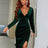 Sexy Velvet Long Dress Women Elegant Green Slit Ruched Sequin Party Dresses Spring Basic 2022 - Lootquake