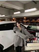Woolen Windbreaker Jacket Women's Overcoat Fashion Loose Belt Wool Collar Hooded Wool Coat Outwear New Autumn Winter Wool Coats - Lootquake