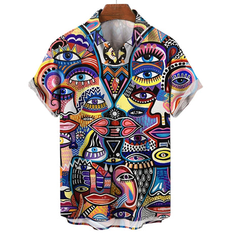 Hawaiian Three-Dimensional Eye Fashion Shirts For Men 3d Print Casual Short Sleeved Summer Tops Funny Clothes For Man Clothing - Lootquake