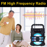 Wireless Bluetooth Speaker with LED Wireless Handheld Speaker Support Wired Microphone/TF Card/U Stick Audio Line Input