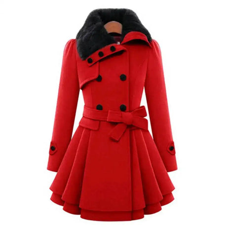Winter Women's Jacket Windbreaker Warm Plush Thick Clothes Double Breasted Belt Autumn And Winter Korean Style Slim Lapel Coat - Lootquake