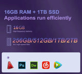 15.6" Ultra Slim Laptop 16GB RAM 2TB SSD Intel N3700 Notebook Gamer  1920*1080  Display Office Study Computer PC Windows 11 Pro - Lootquake