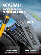 Bicicleta eléctrica de montaña Burchda RX80 de 1000 W y 50 km/h, batería de litio de 48 V y 20 Ah, de 26 pulgadas, para adultos.