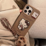 Korean Cartoon Cute 3D Hello Kitty Sticker With Lanyard Soft Phone Case For iPhone