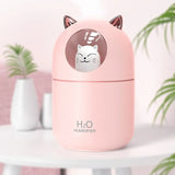 Difusor de aceites esenciales en aerosol H2O con diseño de gato, 300 ml, aromaterapia, portátil, minihumidificador para coche