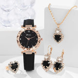 Womens Watches 5Pcs Set Luxury Rhinestone Women Fashion Elegant Wristwatch Quartz Watch For Girl WristWatch Bracelet Gift - Lootquake