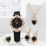 Womens Watches 5Pcs Set Luxury Rhinestone Women Fashion Elegant Wristwatch Quartz Watch For Girl WristWatch Bracelet Gift - Lootquake