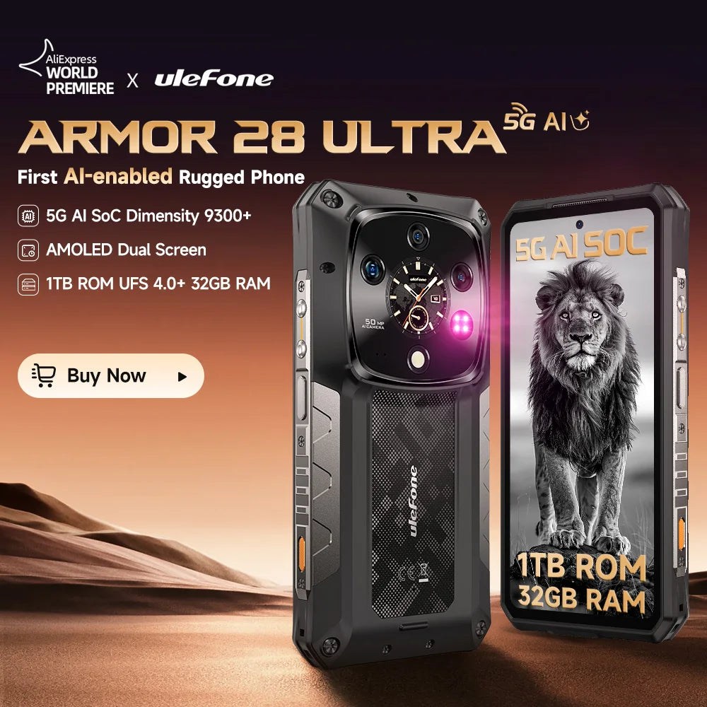 【Première mondiale】Ulefone Armor 28 Ultra 5G Téléphone robuste IA 1 To ROM + 32 Go RAM Smartphone Android AMOLED 6,67" 10600 mAh Téléphone portable