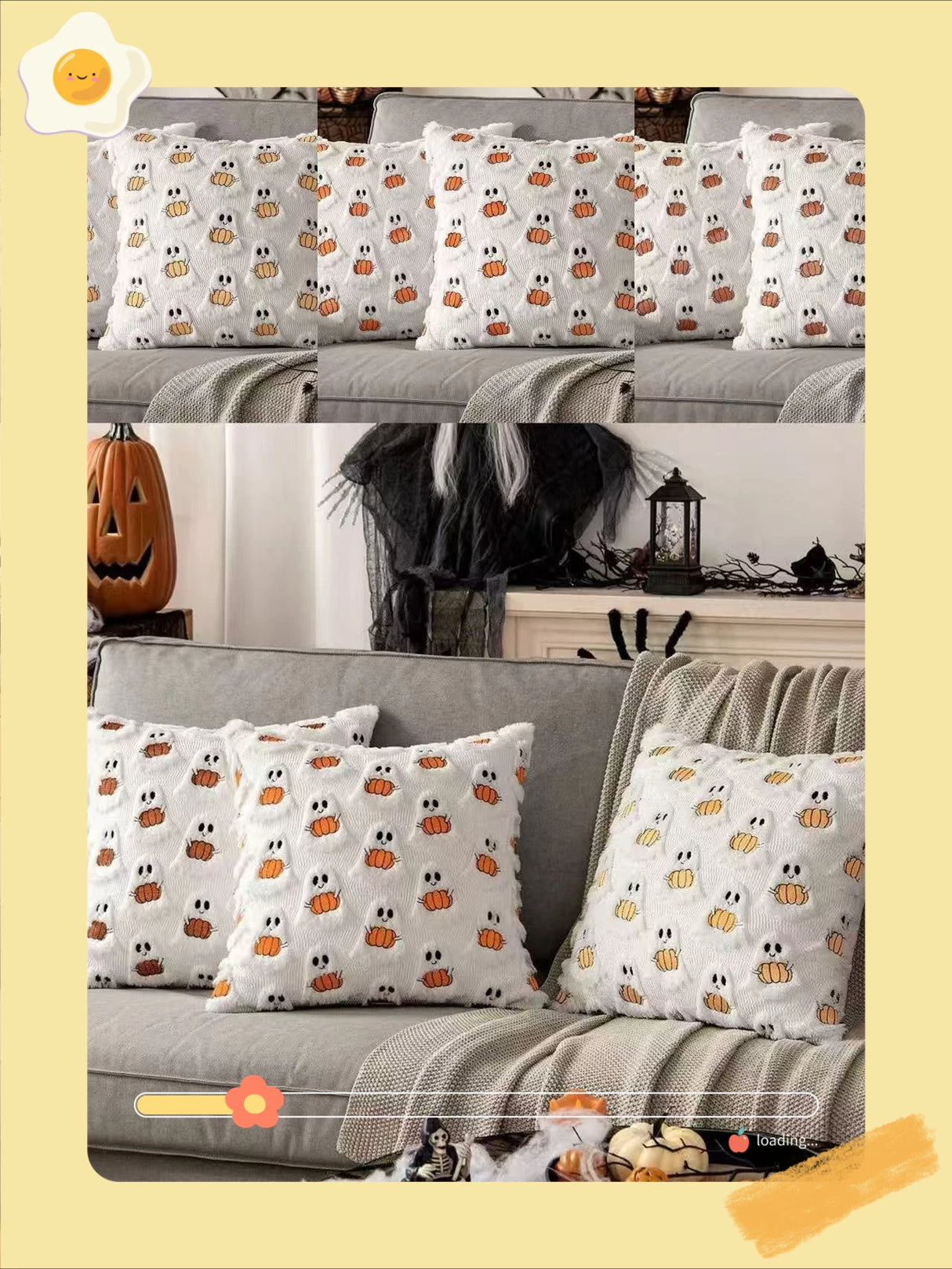 Halloween Decor for Bedroom Bed Living Room Sofa Cushion Cover White45X45CMCute Ghost Pumpkin Plush Faux Fur Pillow Covers Soft