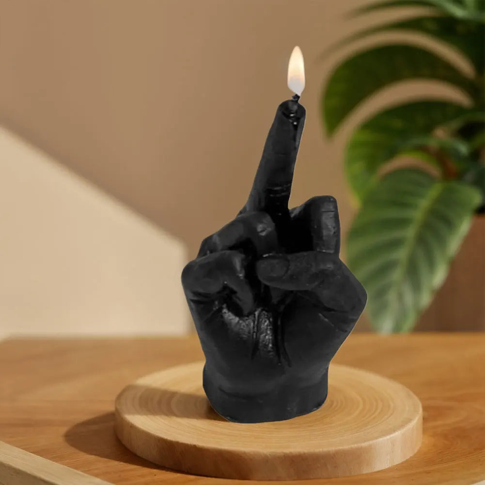 Vela perfumada con forma de dedo medio, divertida estatua de vela, decoración de escritorio, vela con gesto de la mano para el hogar y el dormitorio.