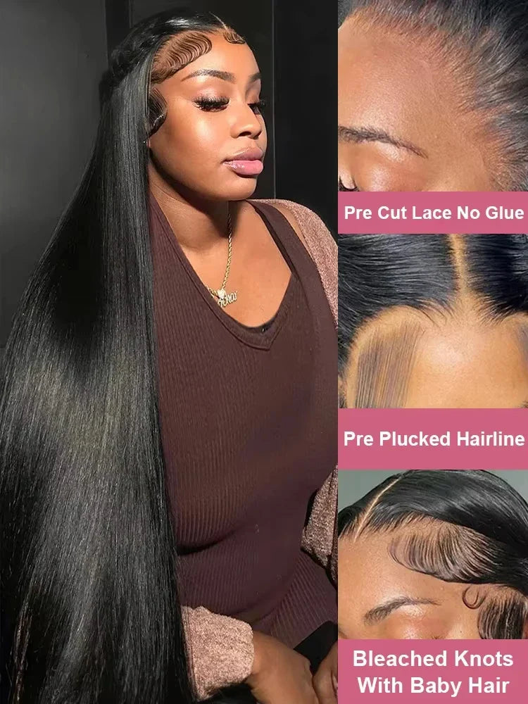 250 Density 40 36 Inch Straight HD Transparent 13x6 Lace Front Wig | Brazilian Virgin Remy Human Hair