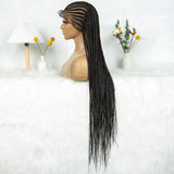 34" HD Transparent Full Lace Knotless Box & Cornrow Braids Wig