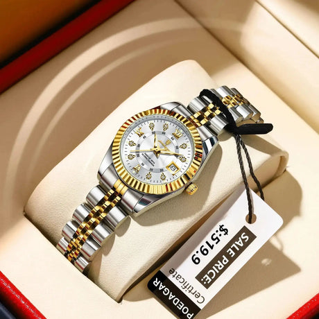 POEDAGAR Luxury Elegant Watch for Women Waterproof Luminous Date Ladies Watch Stainless Steel Quartz Women's Watches Girl Reloj - Lootquake