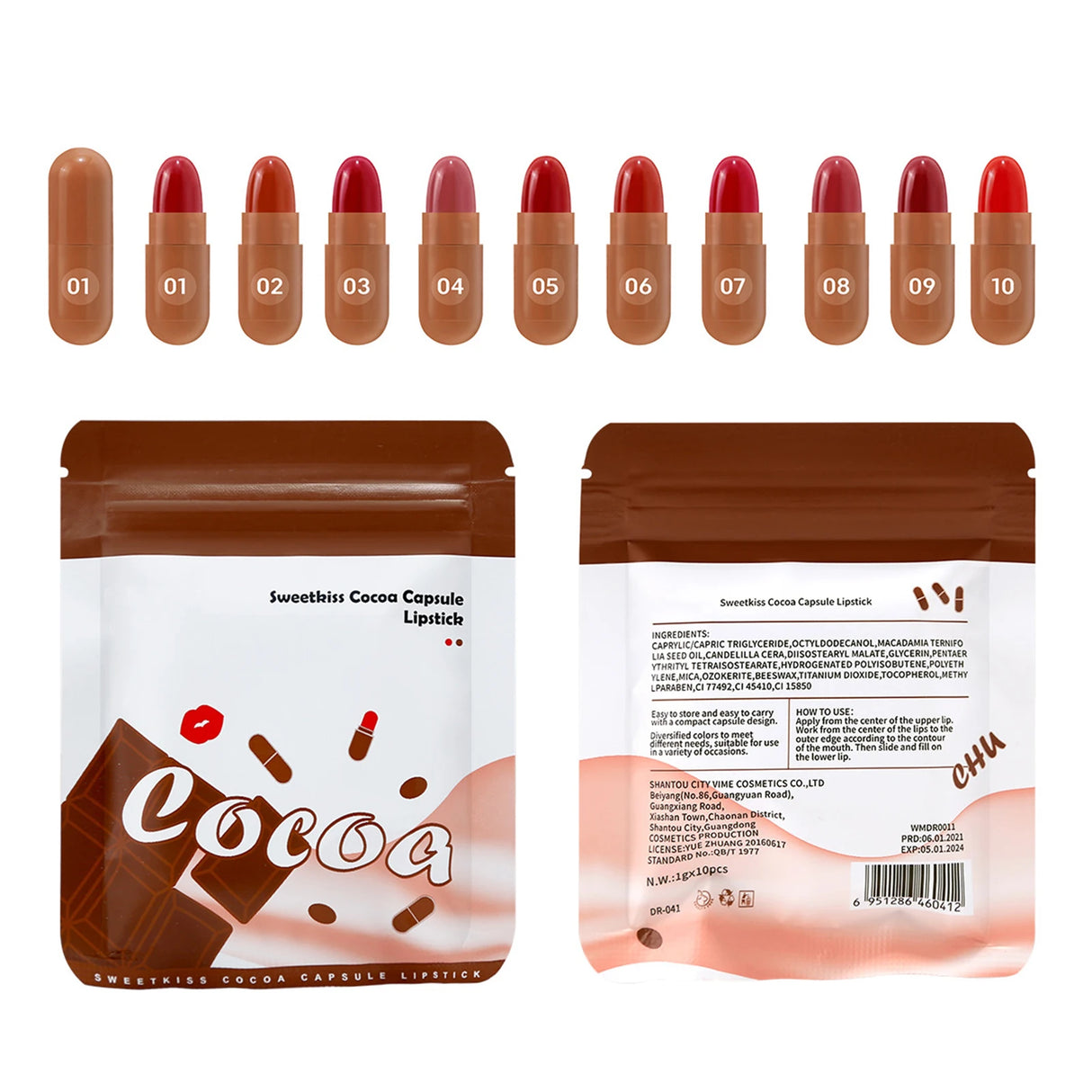 Pills Lipstick  6/10/18 Colors Long Lasting Pill Lipstick Cute Waterproof Non-Fading Lipstick Velvet Matte Lipstick Set