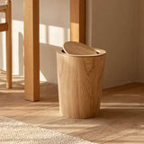 Wooden Style Minimalist Wooden Trash Bin Creative Home Homestay Hotel Living Room Bedroom with Lid Flip Paper Basket