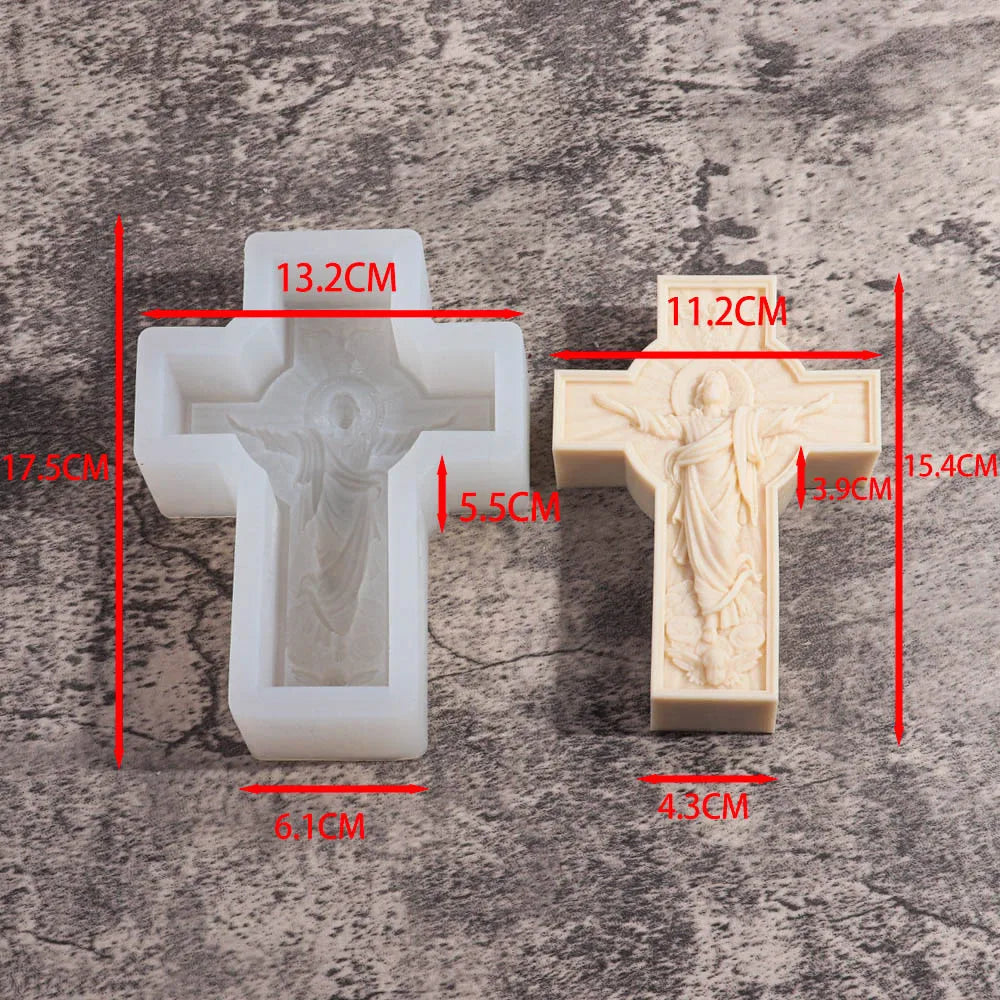 Cross Angel Virgin Mary Jesus Candle Silicone Mold Handmade Greek Mythology Sculpture Plaster Candle Soy Wax Mould Home Decor