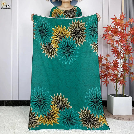 2024 Latest Muslim Sets Women Clothing Cotton Floral Loose Dashiki Long Dress African Abaya Dubai Traditional Islamic Clothing - Lootquake